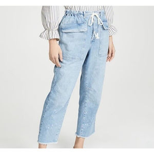 We The Free Lightwash City Slouch Mom Jeans Free People Drawstring Button Fly